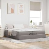  Otomanski posteljni okvir z vzmetnicami taupe 200x200 cm blago, (21653338) | Shoptok.si