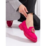 SHELOVET Suede shoes for women fuchsia Cene