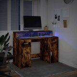 vidaXL Radni stol s LED svjetlima boja hrasta 120x55x91 cm drveni | shoptok.hr