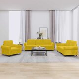  3-dijelni set sofa s jastucima žuti baršunasti | shoptok.hr