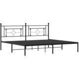  Metalni okvir za krevet s uzglavljem crni 200x200 cm | shoptok.hr