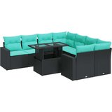  Vrtna garnitura - 9-dijelni set vrtnih sofa s jastucima crni od poliratana bagrem - Crna sa spremištem 1 | shoptok.hr