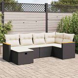 vidaXL 6-dijelni set vrtnih sofa s jastucima crni od poliratana | shoptok.hr