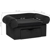 vidaXL Pasji kavč s predalom črn 75x50x38 cm pliš | Shoptok.si
