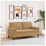 vidaXL Kavč dvosed z okrasnimi blazinami rjav 140 cm žamet | Shoptok.si