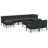 The Living Store Vrtna sedežna garnitura 10-delna z blazinami poli ratan črna - Vrtna Sedežna Garnitura, (21421928) | Shoptok.si