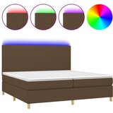  Box spring postelja z vzmetnico LED temno rjava 200x200cm blago, (20896751) | Shoptok.si