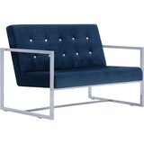 Maison Chic kavč - Sofa - Kanape dvosed z naslonjali za roke moder krom in žamet, (21727837) | Shoptok.si