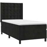 vidaXL Box spring postelja z vzmetnico LED črna 80x200 cm žamet | Shoptok.si