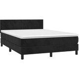 vidaXL Krevet box spring s madracem LED crni 140x190 cm baršun | shoptok.hr