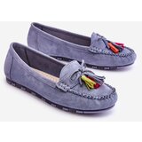 Boto Suede Loafers With Bow And Fringes Blue Dorine | Shoptok.si