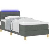 vidaXL Postelja s škatlo z vzmetnico in LED Temno siva 90x200 cm Tkanina | Shoptok.si