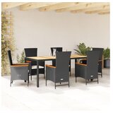 vidaXL 7-dijelni vrtni blagovaonski set s jastucima crni od poliratana | shoptok.hr