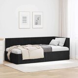 vidaXL Kutni okvir kreveta s uzglavljem Crna 90 x 200 cm Baršun | shoptok.hr