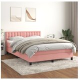 vidaXL Box spring postelja z vzmetnico roza 140x190 cm žamet Cene