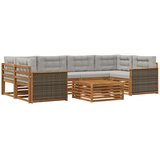 vidaXL Zunanja garnitura za sedenje 7 pcs Naravna in svetlo siva, (5000282332) | Shoptok.si