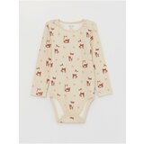 LC Waikiki Crew Neck Long Sleeve Printed Baby Girl Body With Snap Buttons 2-Piece Cene