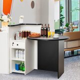  Recepcijska miza s predalom za zaklepanje, nastavljiva polica, ovalna mizna plošča, črno-bela | Shoptok.si
