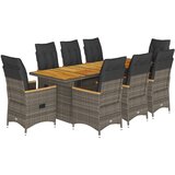 vidaXL 9-dijelni vrtni bistro set od poliratana s jastucima sivi - Bez naslona za noge 8 | shoptok.hr