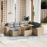 The Living Store Vrtna sedežna garnitura 8-delna z blazinami bež poli ratan - Vrtna Sedežna Garniture, (21463426) | Shoptok.si