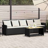 vidaXL Vrtna sofa 5-sjed s jastucima crni poliratan | shoptok.hr