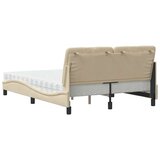 vidaXL Postelja z vzmetnico krem 120x200 cm blago | Shoptok.si
