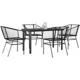  Vrtni blagovaonski set od 5 dijelova, crni, poliratan, staklo | shoptok.hr