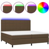 vidaXL Box spring postelja z vzmetnico LED temno rjava 200x200cm blago, (20901918) | Shoptok.si