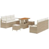 vidaXL Vrtna sedežna garnitura z blazino 9 pcs Bež poli ratan, (5000154682) | Shoptok.si