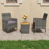 vidaXL 3-dijelni bistro set od poliratana i bagremovog drva sivi | shoptok.hr