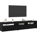 TV Kabinets 2 kom s LED Rasvjetom Crni Hrast Konstruirano Drvo Stalak s LED Rasvjetom - Crni Hrast - 75x35x40 cm - Napravlje | shoptok.hr