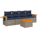  Vrtna garnitura - 5-dijelni set vrtnih sofa od poliratana s jastucima sivi - Siva Sa stolom 1 | shoptok.hr