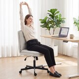  Uredska stolica bez naslona za ruke lan funkcija ljuljanja svijetlo siva | shoptok.hr