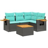  5-dijelni set vrtnih sofa od poliratana s jastucima crni | shoptok.hr