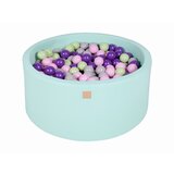 MeowBaby Bazen z žogicami, 90x40 cm s 300 žogicami, bombaž, mint: pastelno roza/siva/vijolična/svetlo zelena, (21295099) | Shoptok.si