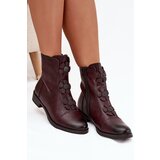 Boto Insulated women's ankle boots with flat heel and decorative flowers Bordeaux Pravienne | shoptok.hr