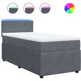vidaXL Box spring postelja z vzmetnico temno siva 90x200 cm žamet | Shoptok.si