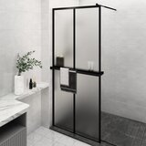 vidaXL Pregrada za tuš s policom crna 100x195 cm staklo ESG i aluminij | shoptok.hr