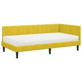 vidaXL Kotna postelja z vzmetnico z vzglavjem Rumena 90 x 200 cm Žamet | Shoptok.si