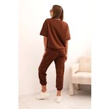 Kesi Włoski Women's set made of viscose, butter with short sleeves and pants, chocolate | shoptok.hr