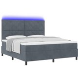  LED Box Spring Krevet Tamno siva 180 x 200 cm Baršun | shoptok.hr