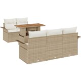 vidaXL 6-delni vrtni sedežni set z blazinami Bež Poli ratan | Shoptok.si