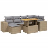 Maison Chic Seti vrtnega pohištva - Vrtna garnitura - Vrtni pohištvo set 7-delna z blazinami bež poli ratan, (21801409) | Shoptok.si