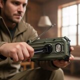  Kamperski radio sa ručnom kurblom i LED svetiljkom, funkcija power: 5V / 3×AAA / 2000 mAh, IPX4 | Eponuda.com