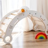 MeowBaby Ljuljačka od bijelog/ružičastog borovog drva 39x75x38 cm Montessori - | shoptok.hr