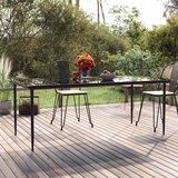 Vrtni blagovaonski stol crni 200x100x74 cm čelik i kaljeno staklo Cijene
