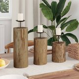  Držač svijeće 3 pcs Prirodna Masivni teakov drvo | shoptok.hr