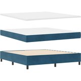 Box Postelja z vzmetnico z vzmetnico Temno modra 180 x 200 cm Žamet, (5000126799) | Shoptok.si