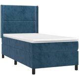 Krevet box spring s madracem LED tamnoplavi 80 x 200 cm baršun | Eponuda.com