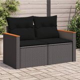 Maison Chic Vrtni kavč - Zunanji kavč dvosed z blazinami črn poli ratan, (22041930) | Shoptok.si